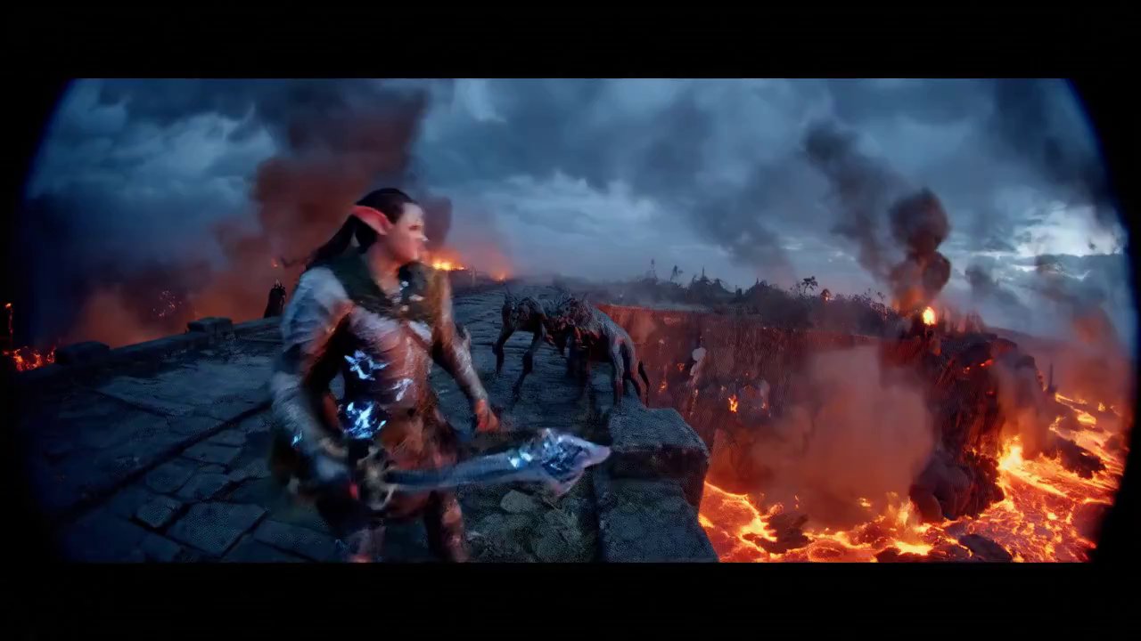 wide establishing shot transitioning to tight tracking shots during combat
