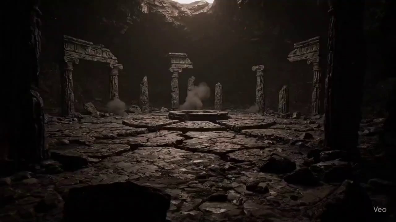 Ancient Fiery Ritual: Cinematic Chamber Activation - Veo 3 AI video prompt thumbnail