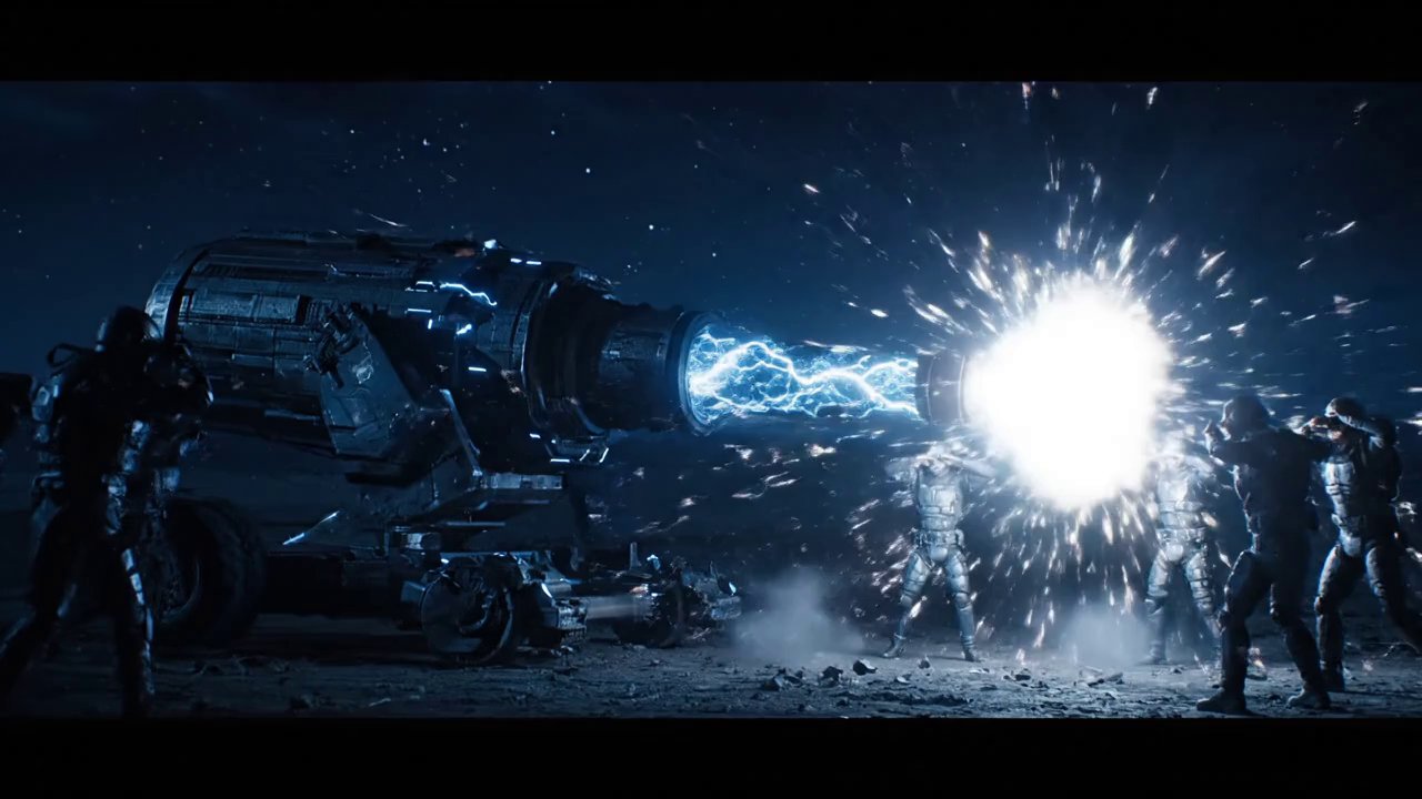 The cannon charges with blinding energy, crackling...