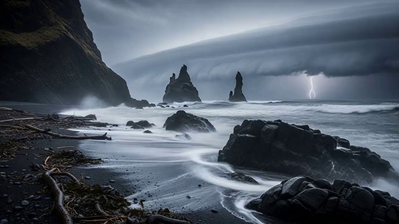 V2 CineFlow: Storm Monster's Fury: Coastal Manifestation - Veo 3 AI video prompt thumbnail