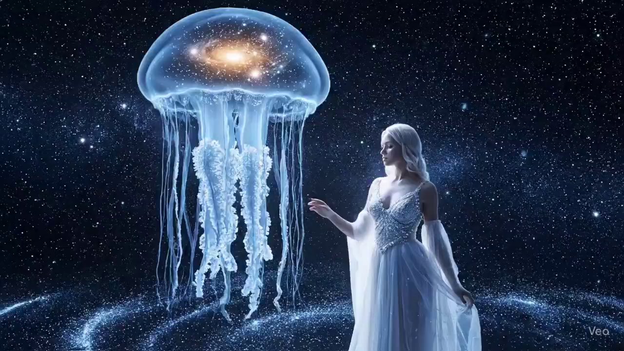 Cosmic Jellyfish Serenity: Ethereal Encounter in the Void