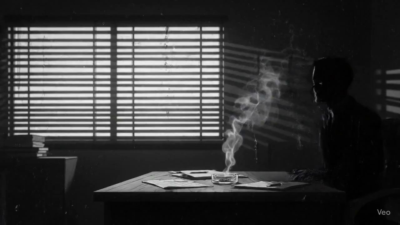 Noir Anime: High-Contrast Cinematic Hand-Drawn Scene