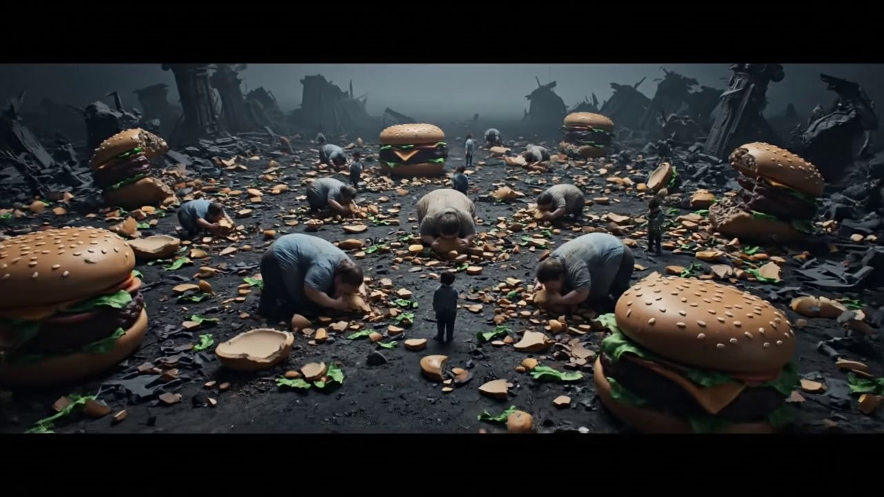 Prompt:
"A final aerial shot of the battlefield sh...