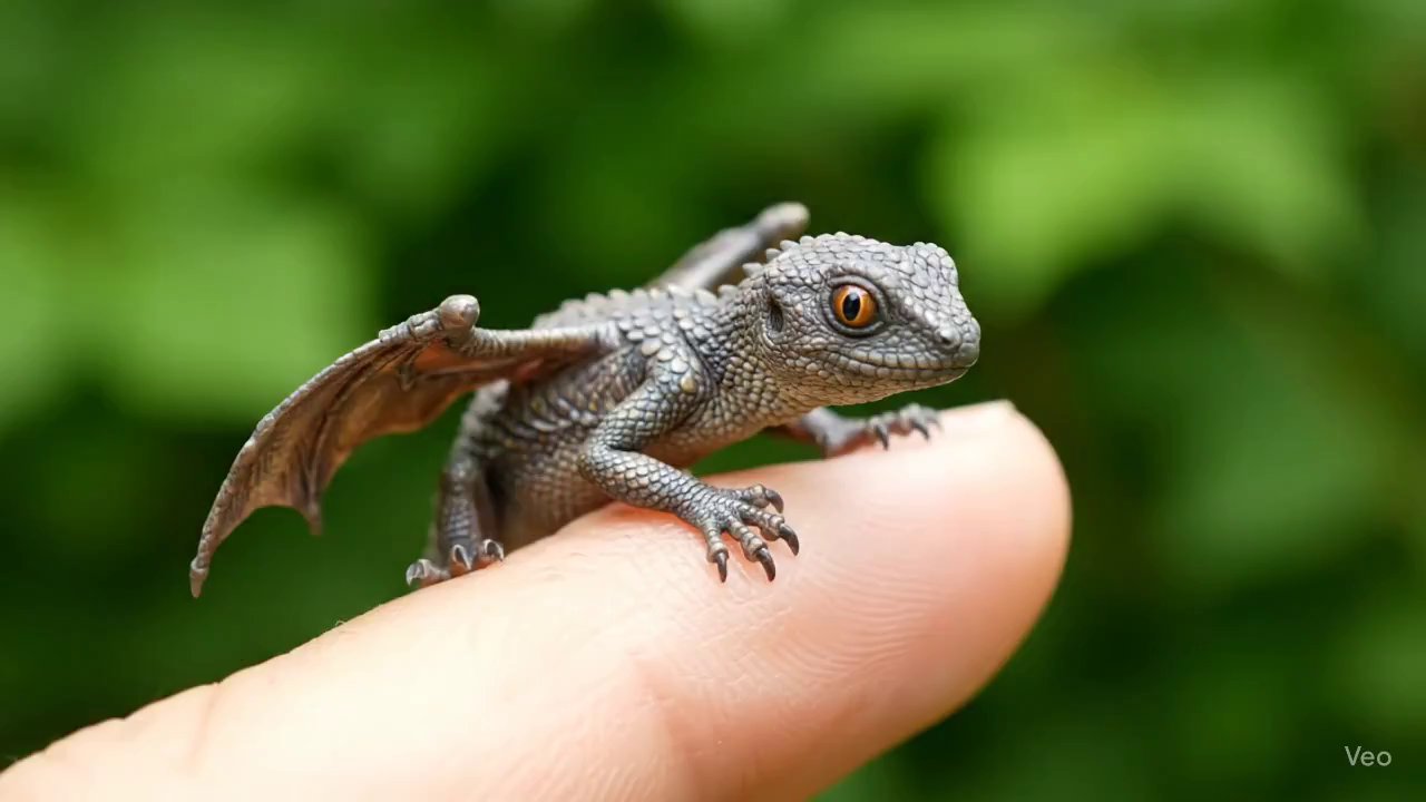 Tiny Dragon, Macro Magic: Hyper-Realistic Fantasy - Veo 3 AI video prompt thumbnail