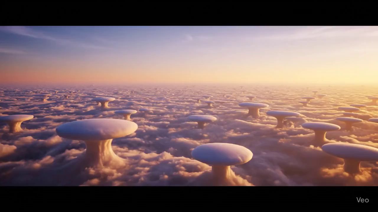 Futuristic Motorcycle Race Across Cloud Oceans