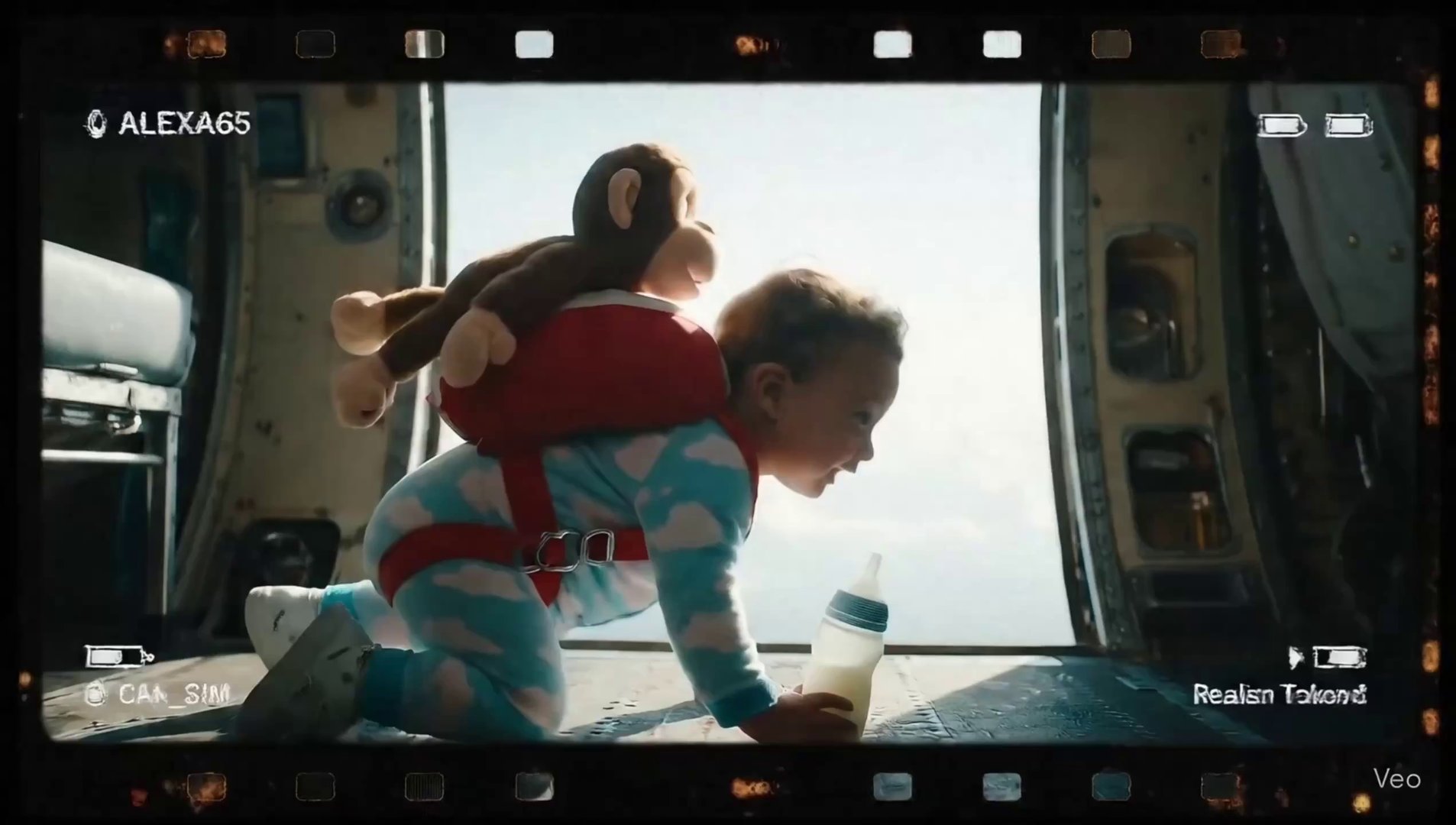 Joyful Baby's Skydiving Adventure with Monkey Pal - Veo 3 AI video prompt thumbnail