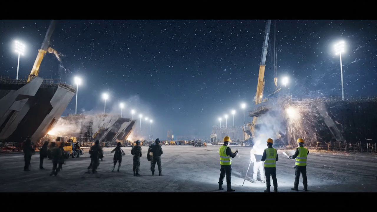 Transition to an enormous industrial site where so...