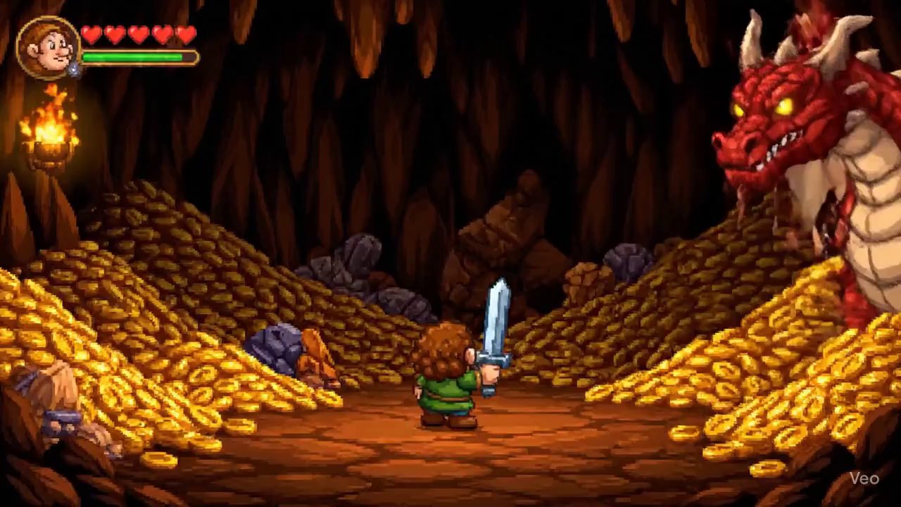 Smaug's 16-Bit Showdown: Epic Pixel RPG Dragon Battle