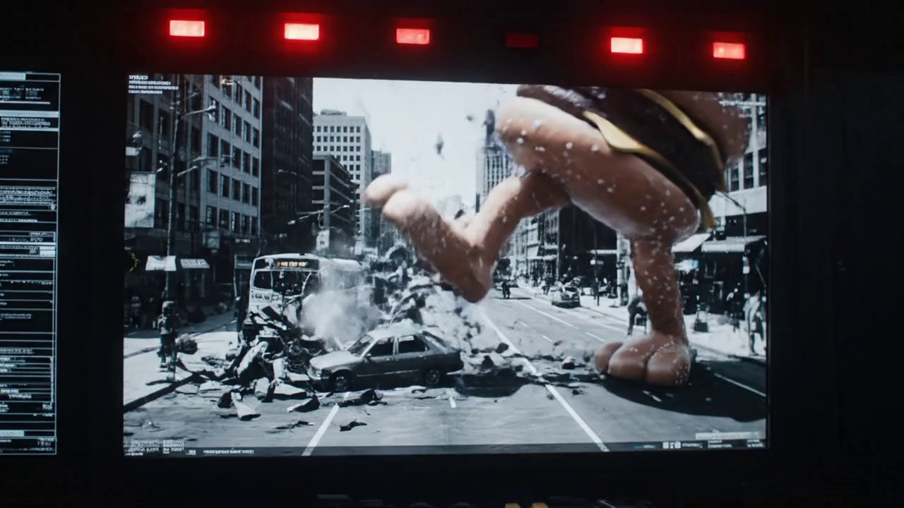 Cut to a massive digital command screen. Grainy fo...