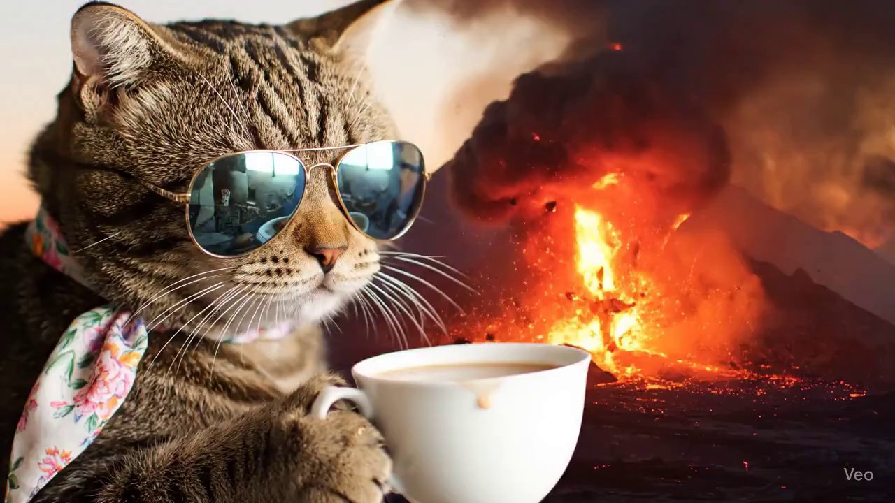 Volcanic Tea Party: Cat in Slow Motion