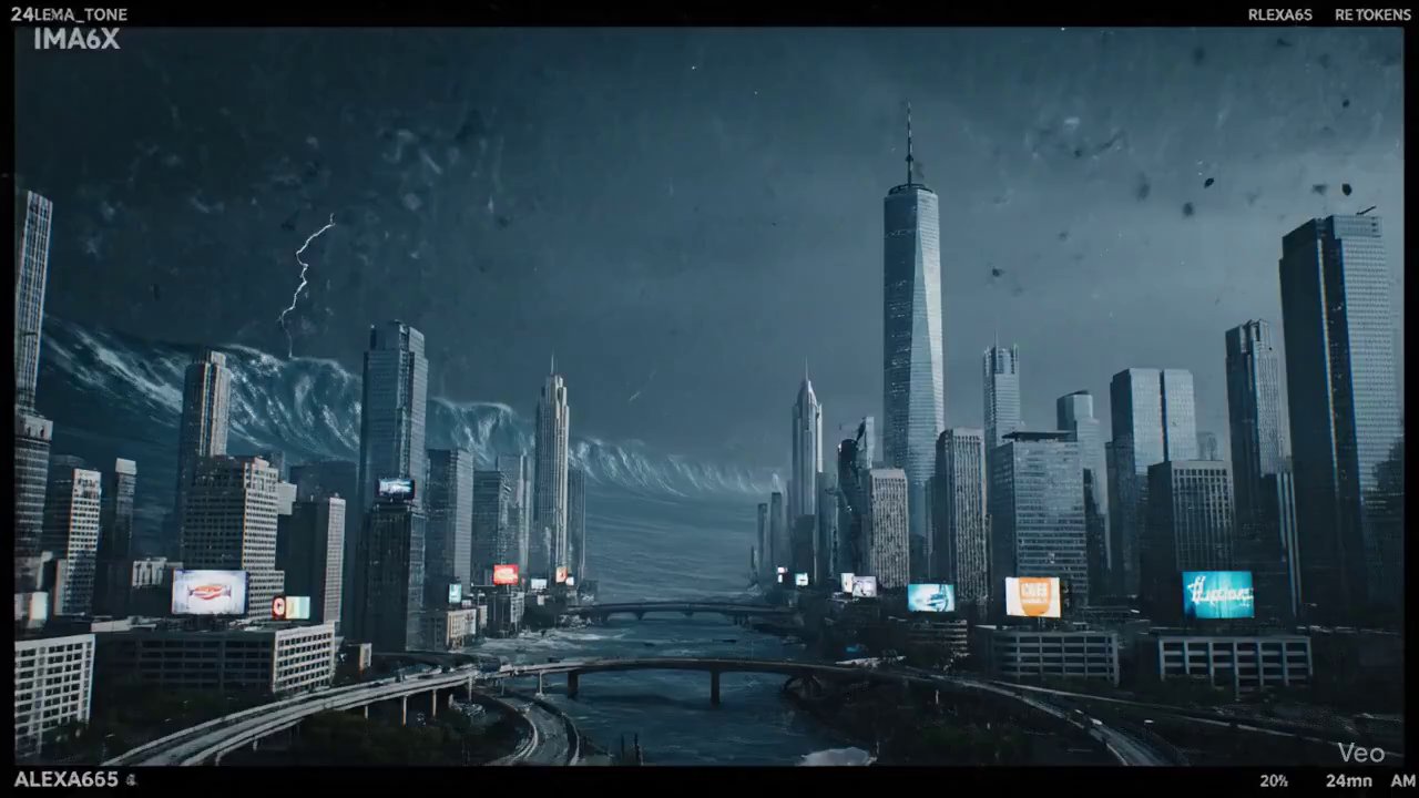 Metropolis Deluge: City Swallowed by Tsunami Waves
