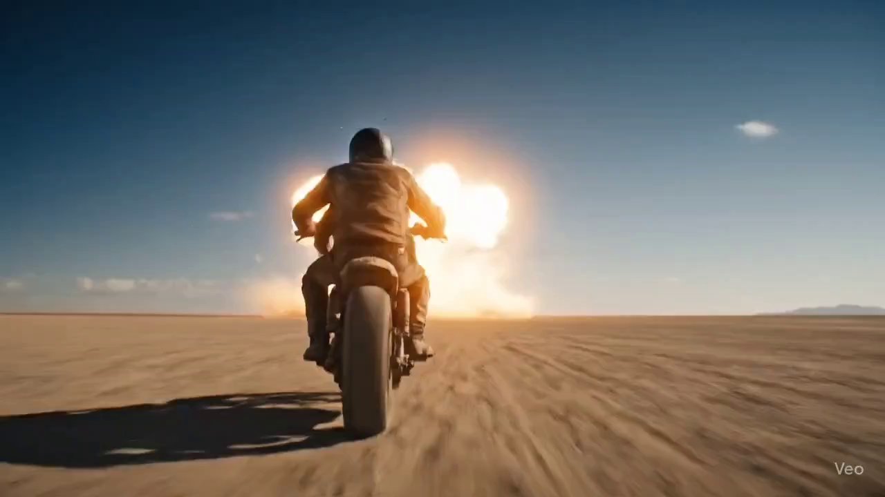 Desert Escape: Motorcycle Explodes into Hyper-Slow Motion