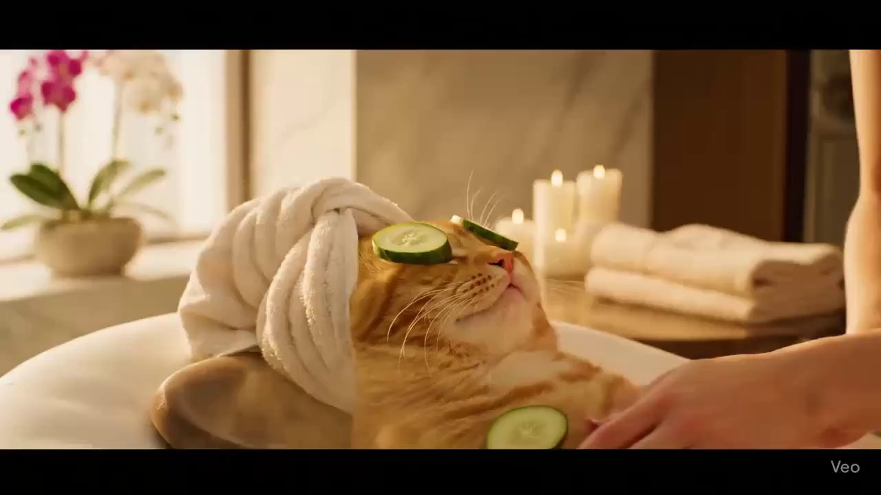 Cat's Cozy Recline: Cinematic Close-Up