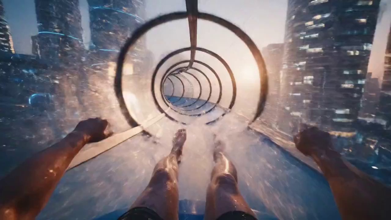 Immersive POV Water Tunnel Rush: High-Speed Action - Veo 3 AI video prompt thumbnail