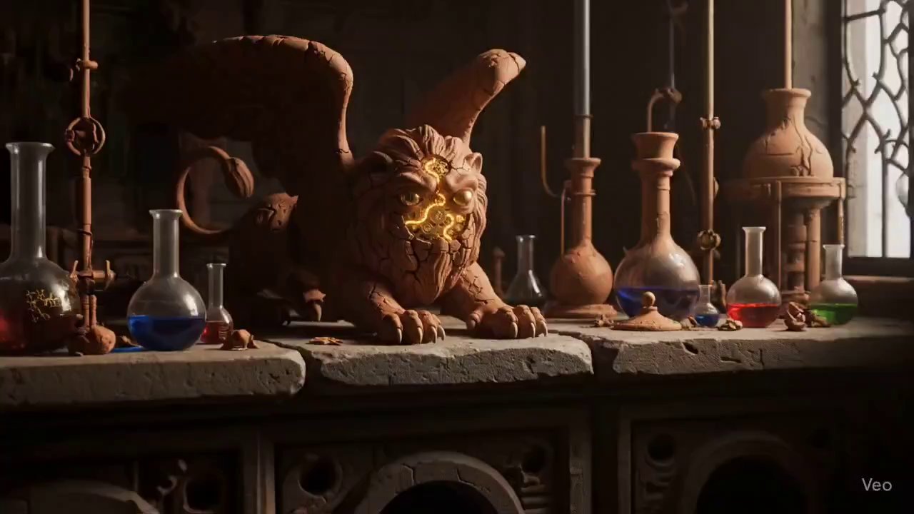 Ancient Terracotta Griffin: Alchemist's Mystical Familiar