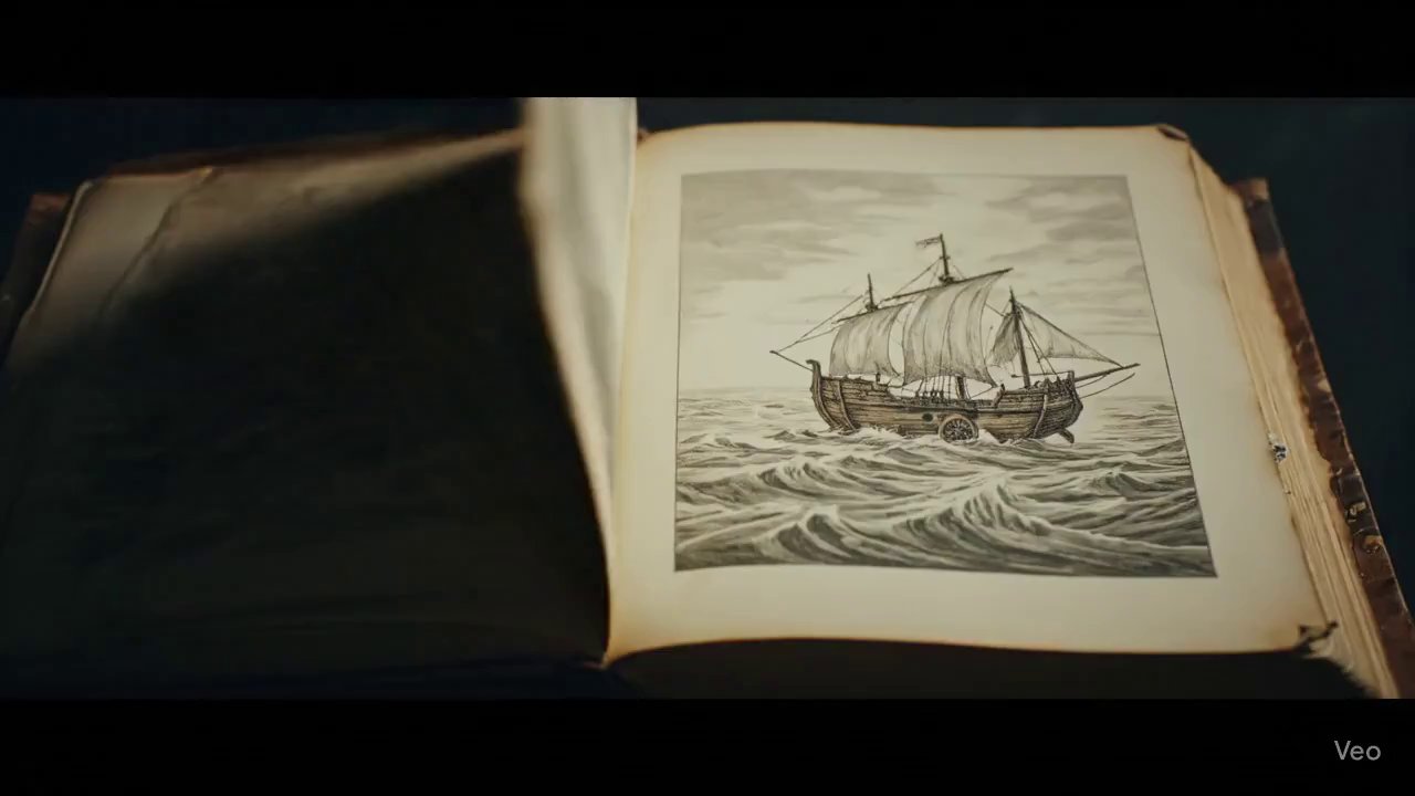 Ancient Book Transforms into Stormy Sea Diorama