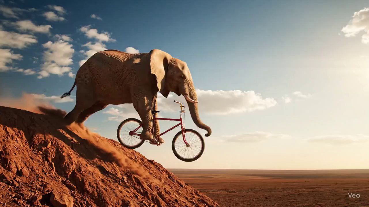 Elephant's Epic Mid-Air Bicycle Stunt in Slow Motion