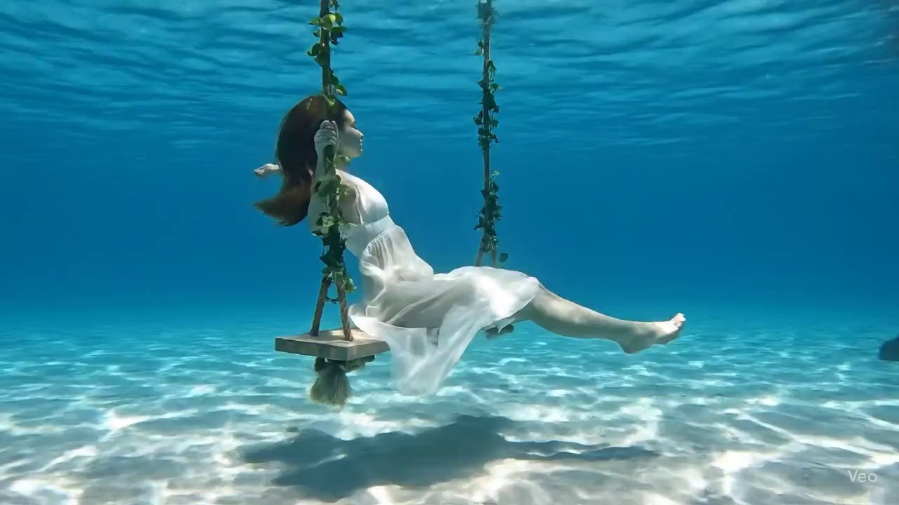 Serene Underwater Dream: Woman on a Swing