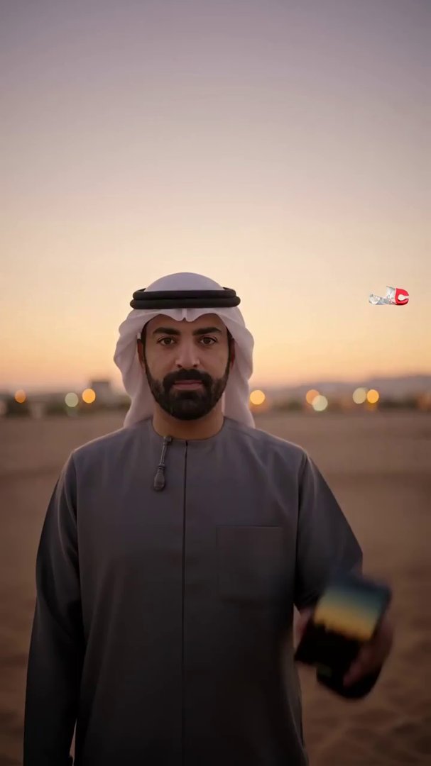 Create a video featuring an Arab man standing in a...