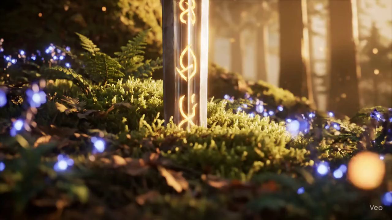 Enchanted Blade: Macro Forest Fantasy - Veo 3 AI video prompt thumbnail