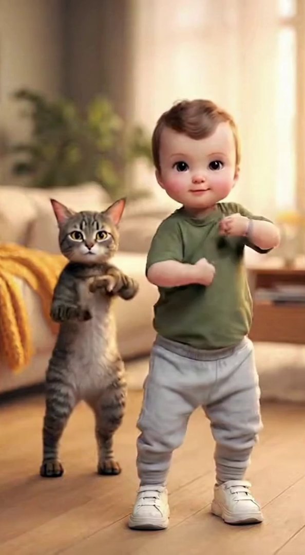 [Sora 2] Vidéo ultra réaliste filmée en format vertical, style TikTok viral. Un bébé d’environ un an, habillé... - Veo 3 AI video prompt thumbnail