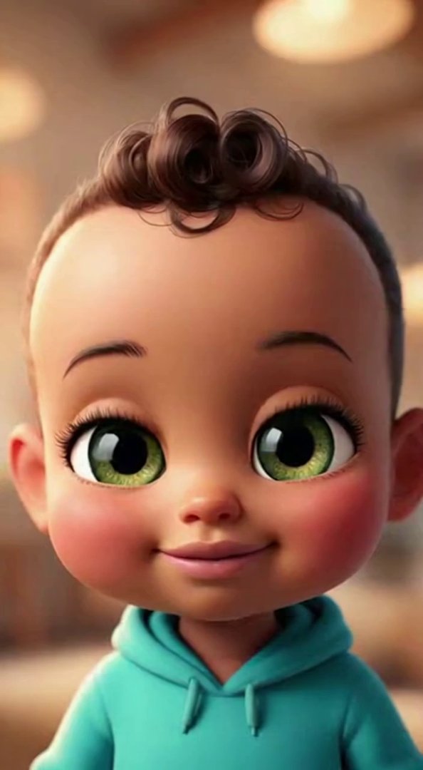 [Sora 2] A cute cartoon baby with oversized expressive eyes, softly glowing skin and a warm, funny attitude s... - Veo 3 AI video prompt thumbnail