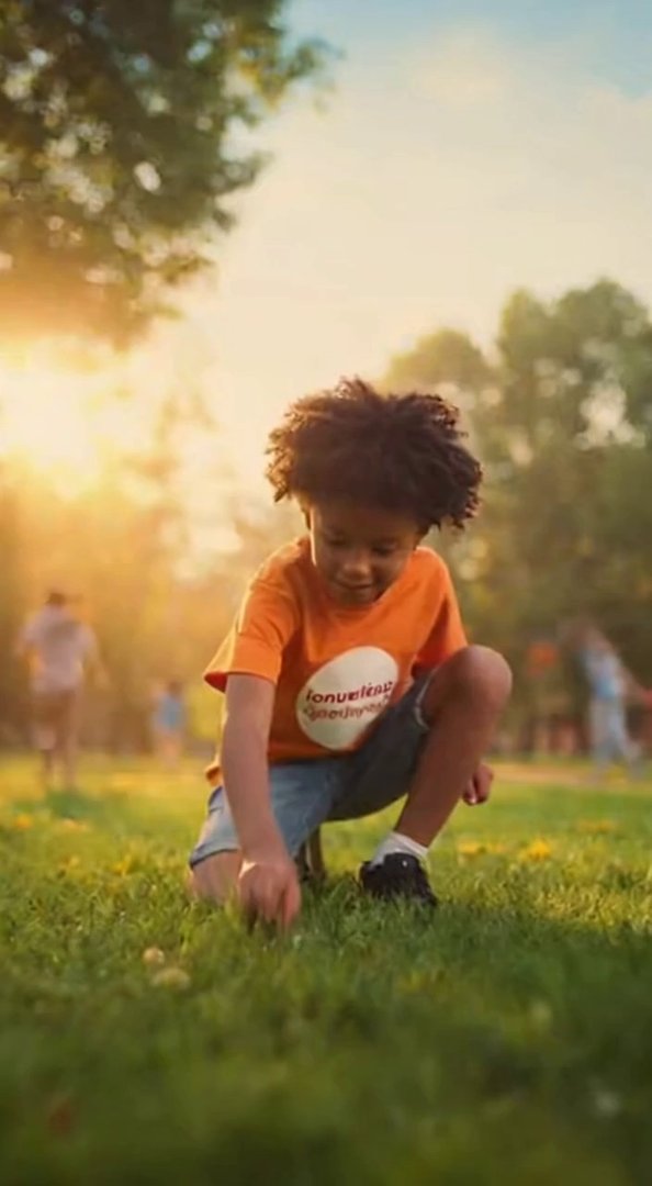 [Sora 2] In a lively park under the warm afternoon sun, a young boy with curly hair is seen crouching in the ... - Veo 3 AI video prompt thumbnail
