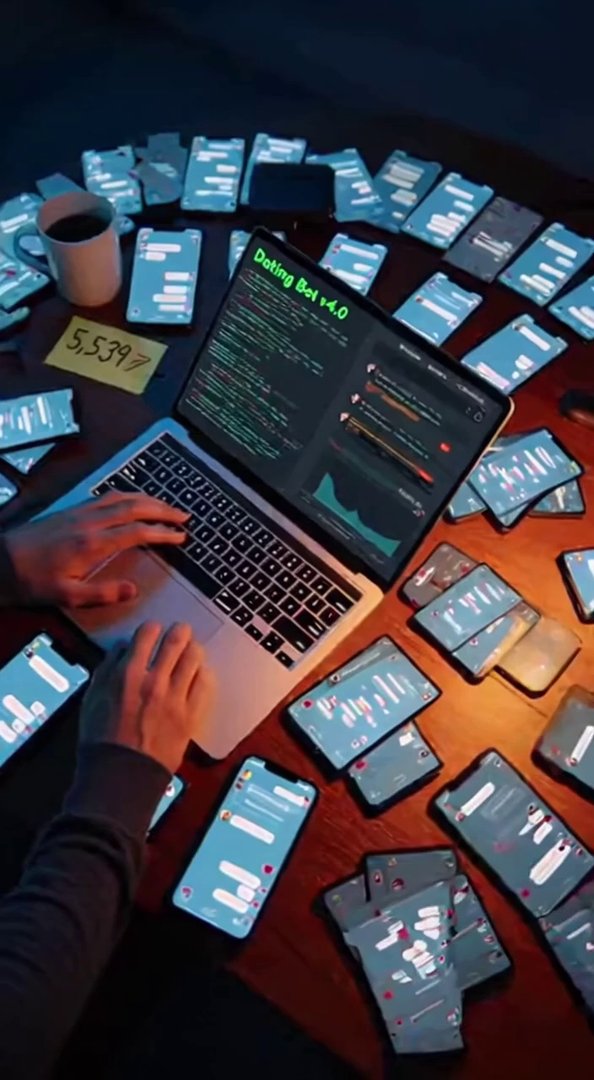 [Sora 2] {
  "shot": {
    "composition": "Overhead top-down shot, 24 mm lens, table covered with phones, 2... - Veo 3 AI video prompt thumbnail