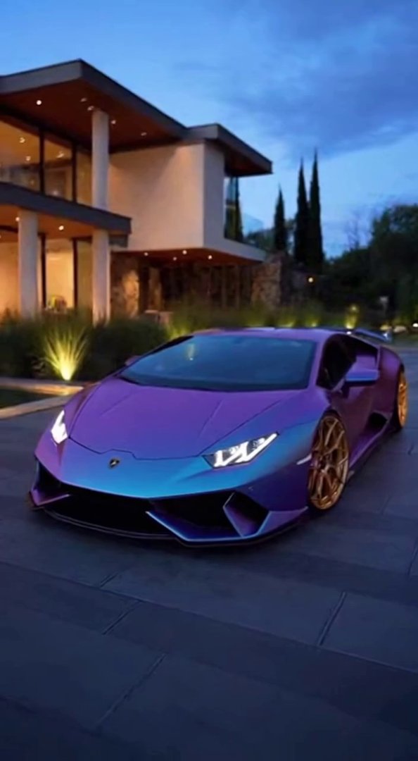 [Sora 2] « Plan vidéo cinématique d’une Lamborghini Huracán couleur violet/mauve métallisé, avec les mêmes ja... - Veo 3 AI video prompt thumbnail