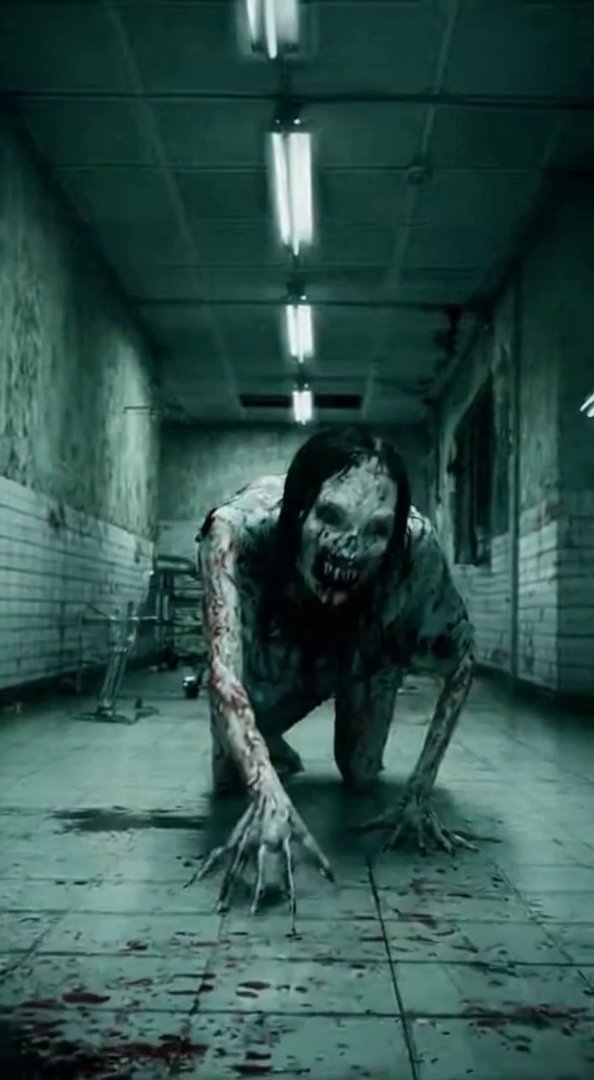 [Sora 2] A terrifying horror scene in a long, abandoned hospital hallway, dimly lit with flickering lights. A... - Veo 3 AI video prompt thumbnail