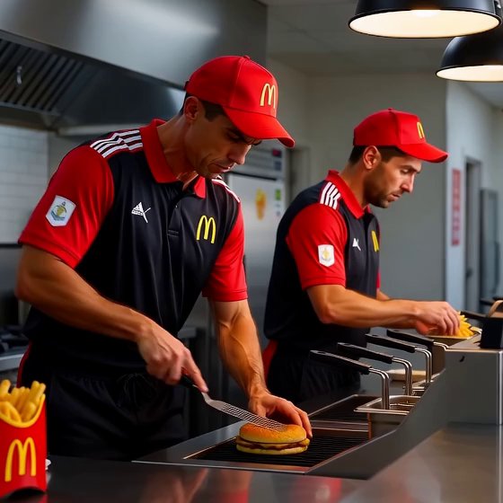 [Grok] Make a video of Ronaldo en Messi working at Mcdonalds and Ronaldo screams hard SUUUUUUUUUUUUEEEEE