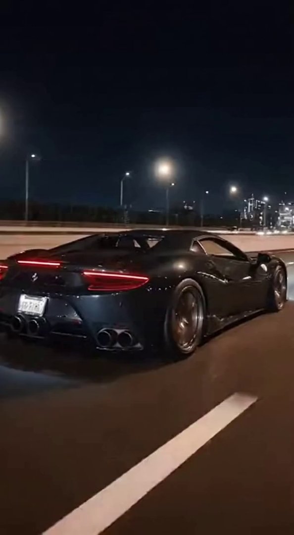 [Sora 2] **Vidéo ultra-réaliste d’une supercar noire récente, inspirée d’un modèle réel (Ferrari Roma, Ferrar... - Veo 3 AI video prompt thumbnail