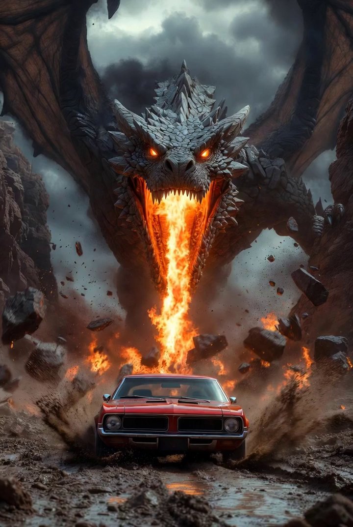Muscle Car vs. Dragon: Canyon Firefight
