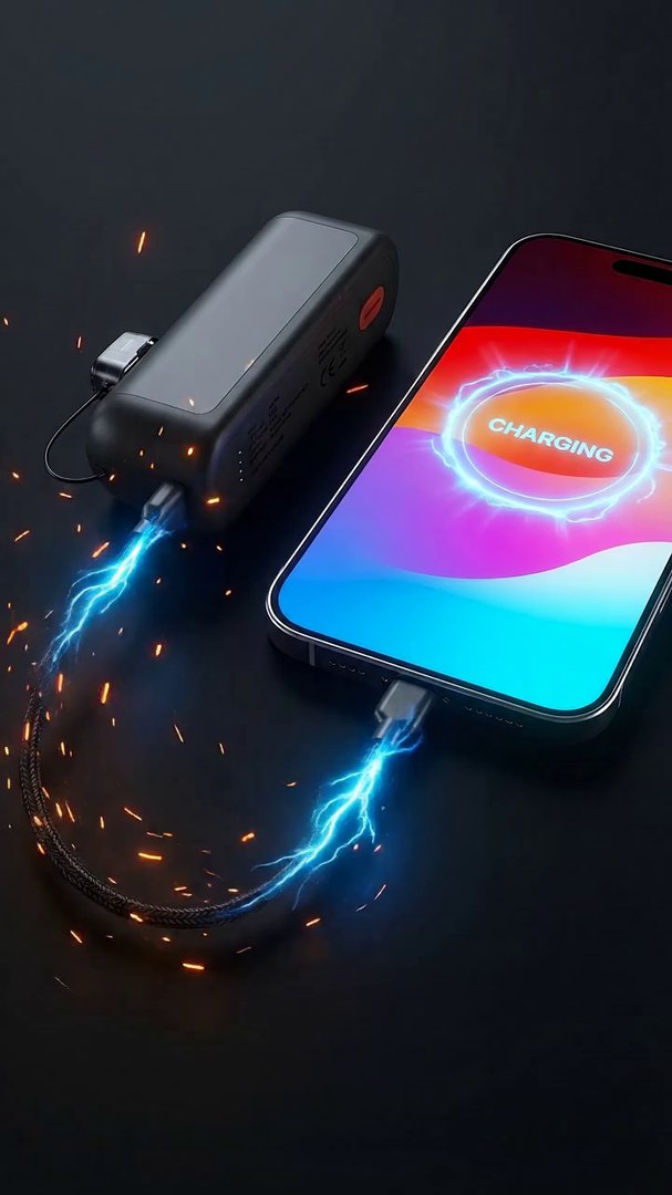 Veo 3.1 Fast: A minimalist, elegant 4K CGI product shot against a pitch-black background. The MagHeat 5.000 and a sleek smartphone are suspended in zero-gravity. The camera p - Veo 3 AI video prompt thumbnail