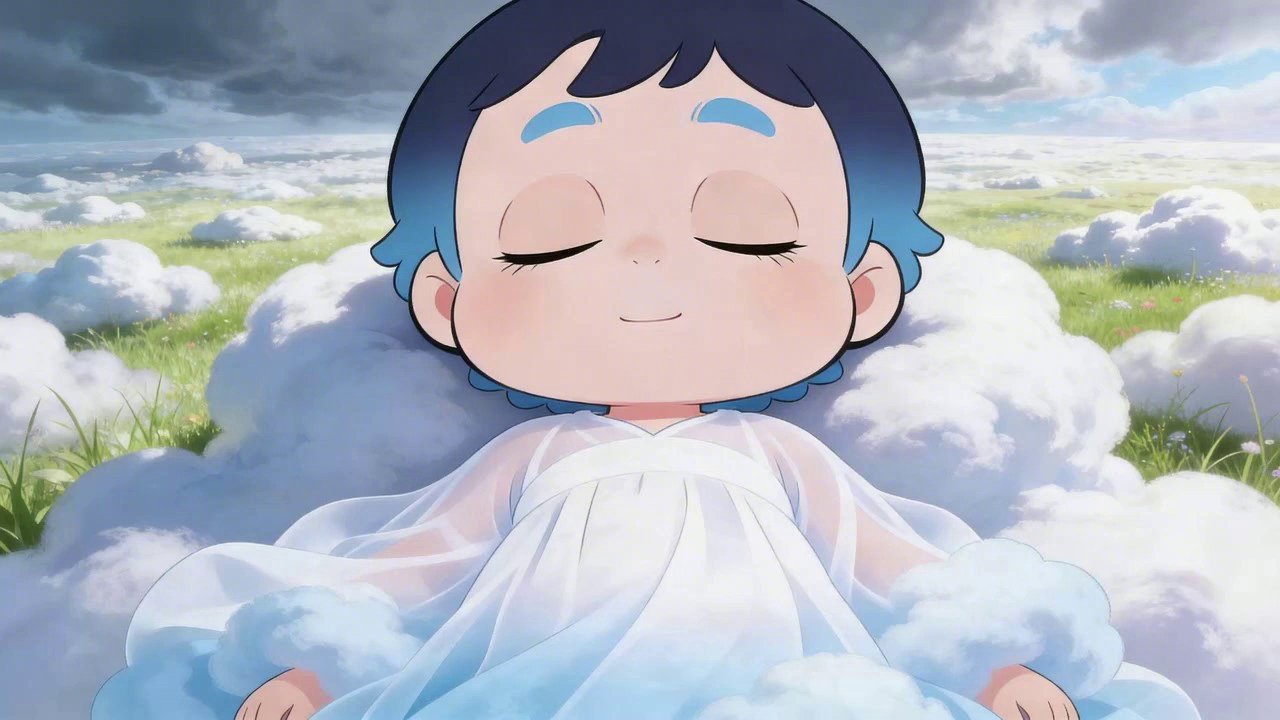 [Seedance 1.5 Pro] [Camera]: slow push in and a slight tilt up to emphasize the tranquil and sleepy perspective. [Action]: the character blinks slowly with heavy eyelids, eyes mov