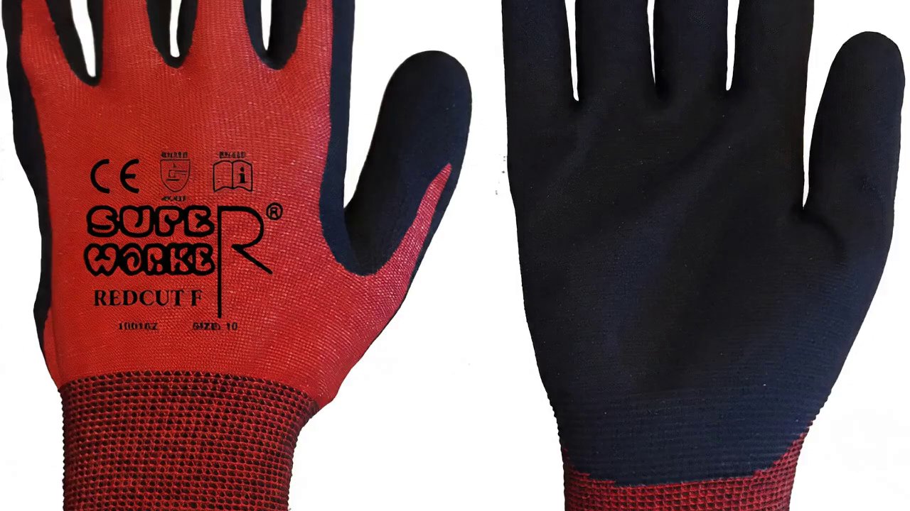 [Veo 3.1 Fast] Create a premium product-focused video using the provided glove image as the main visual reference. Keep the glove design exactly consistent: red fine-knit cut- - AI video prompt thumbnail