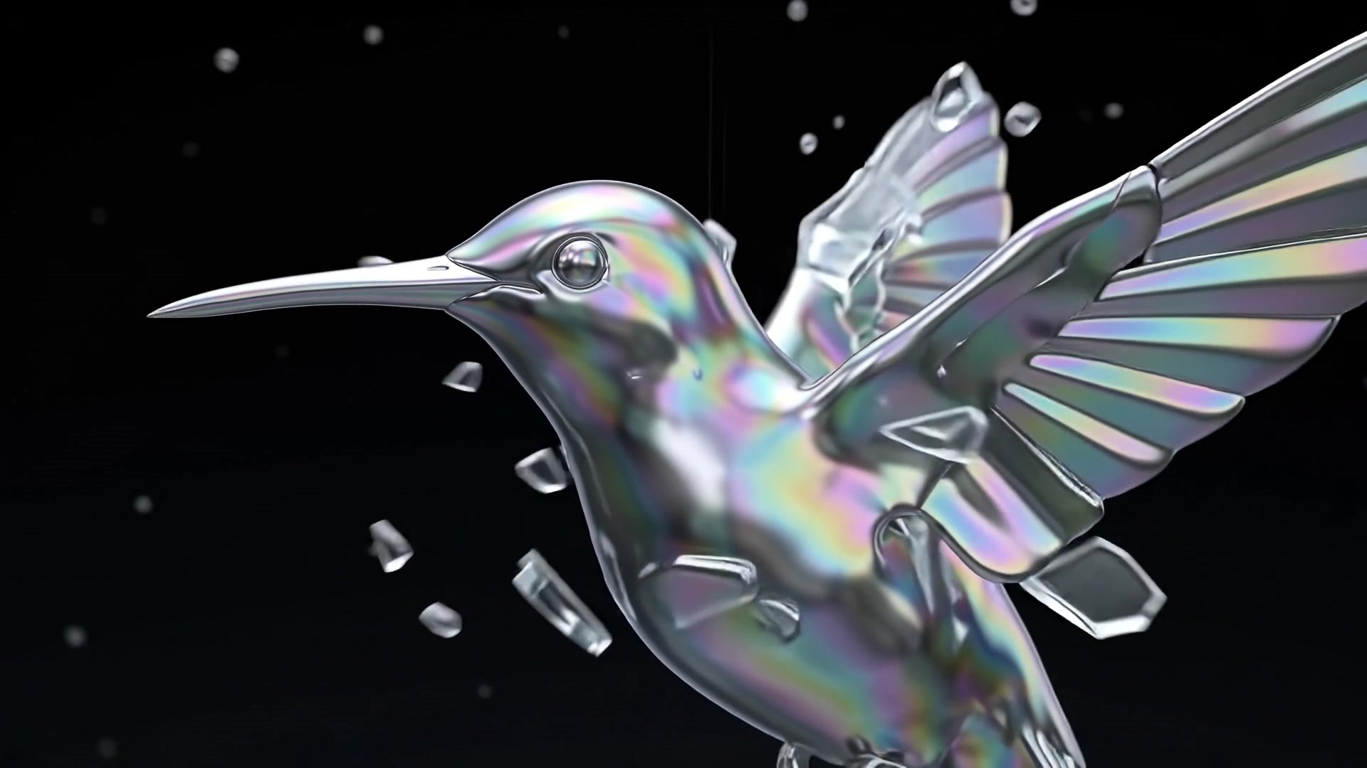 Liquid chrome hummingbird — Gemini Omni Flash 1.1 - AI video prompt thumbnail