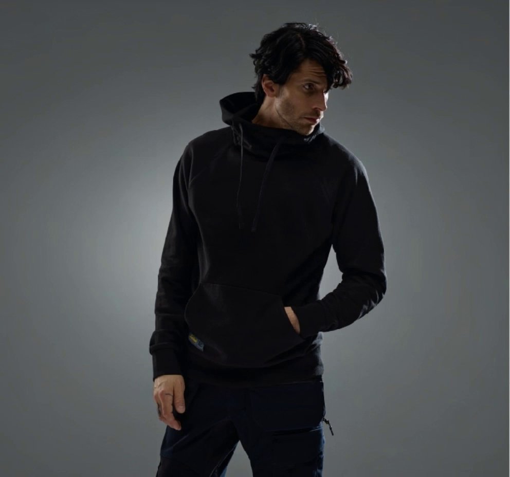[Kling V3 Turbo Image to Video] Create a premium 1:1 LinkedIn video from the provided original Snickers Workwear CutWaste™ image. Duration: 6 seconds. Keep the original model, hoodie, fit, fab - AI video prompt thumbnail